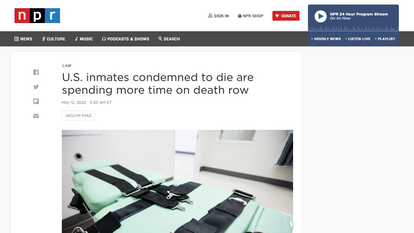 U.S. inmates condemned to die are spending more time on death row